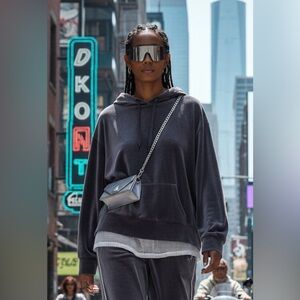 DNYK Women's Charcoal Violet Gray Hoodie